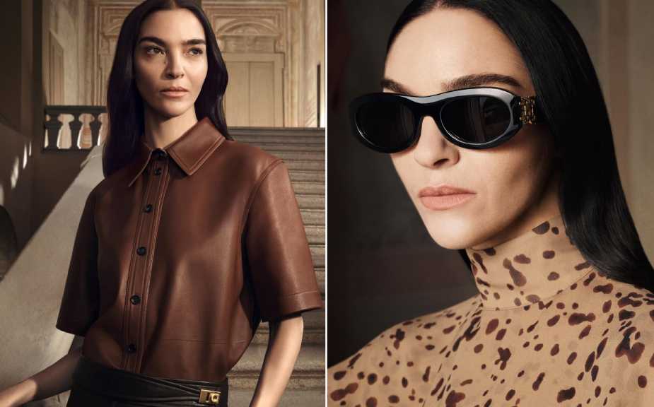 Montagem de fotos da Campanha Ferragamo Outono/Inverno 2025.