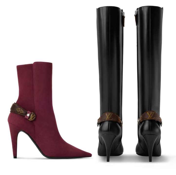 Montagem de fotos de ankle boot e high boot da Louis Vuitton da coleção-capsula back to school.