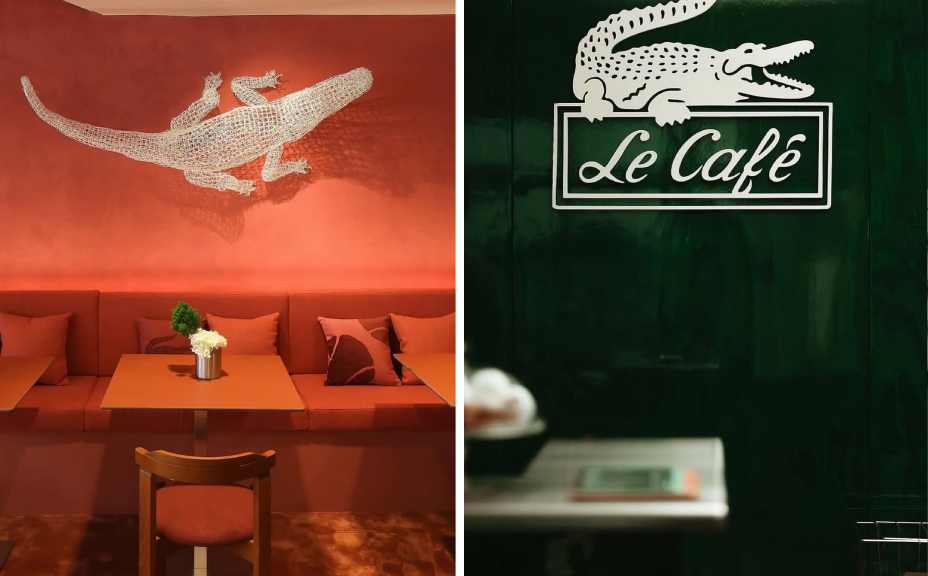 Montagem de fotos do Café Lacoste em Mônaco.