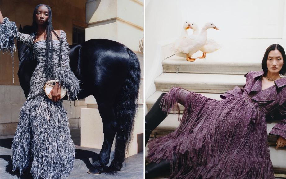Montagem de fotos da nova campanha Burberry de inverno a grand escape.