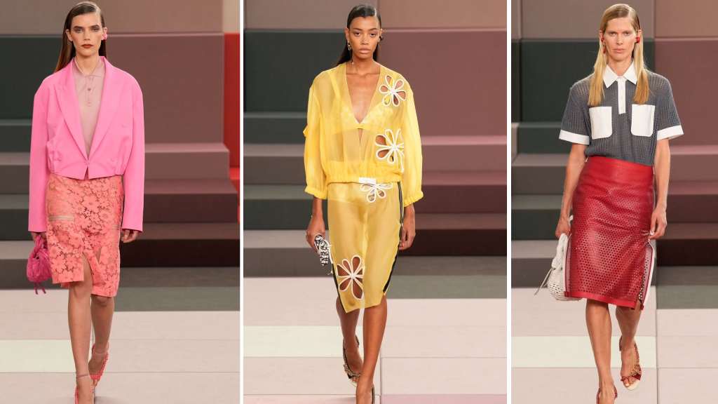 Montagem de 3 fotos de looks da Coleção Fendi Spring Summer 2026.