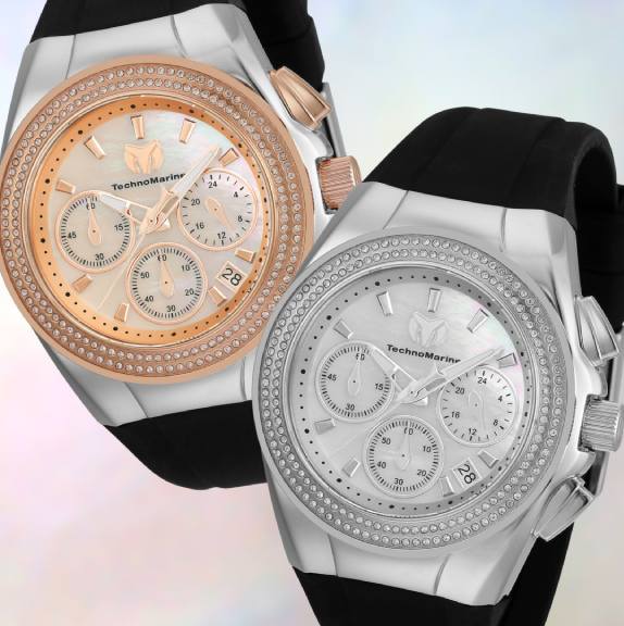 Foto de dois relógios de luxo da technomarine.
