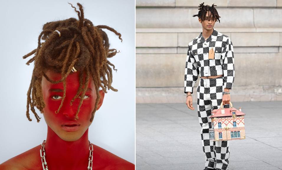 Montagem de fotos de Jaden Smith o primeiro diretor criativo da linha masculina da Christian Louboutin.