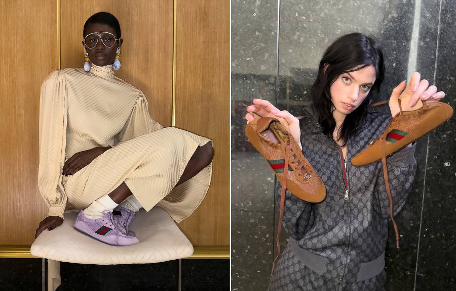 Fotos da campanha do novo tênis Gucci Shift que apontam olhar de Demna o novo diretor criativo.