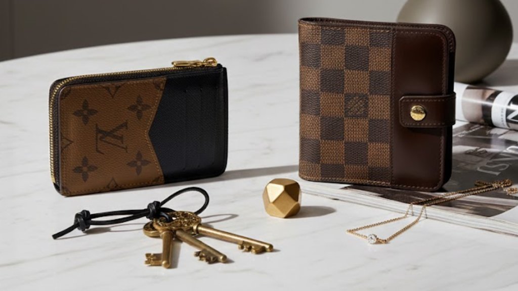 Foto de Porta Cartão LV Recto Verso Monogram e Carteira Louis Vuitton Vintage Zippy Compact Damier Ebene.