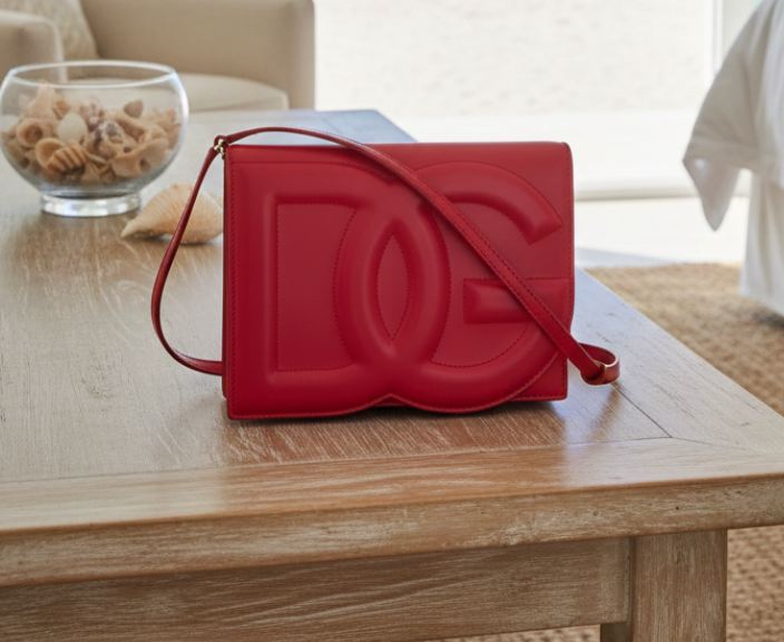 Foto de bolsa dolce e gabbana couro colorida para o verão na cor vermelha.