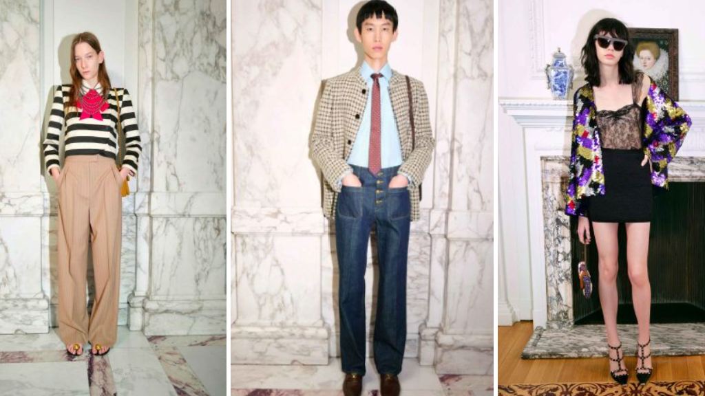 Montagem de fotos da nova coleção de alessandro michele para a Valentino.