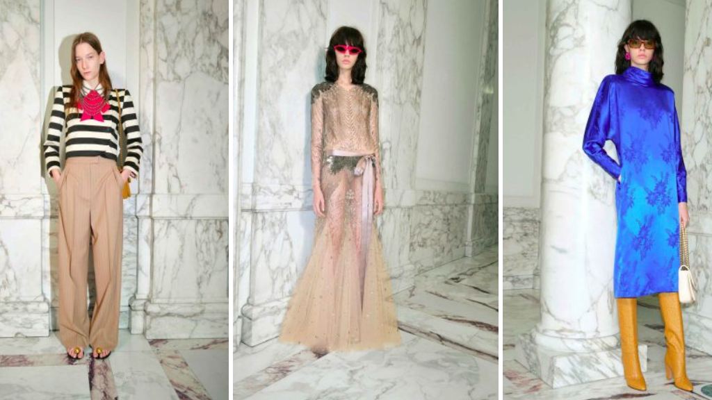 Montagem de fotos de looks da Coleção da Valentino Pre-Fall 2026 por alessandro michle.