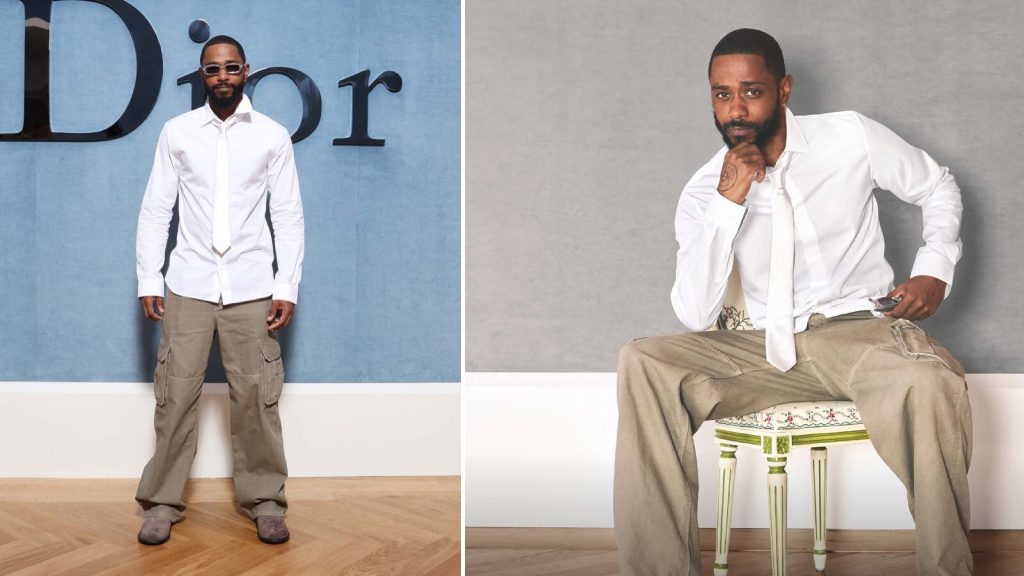 Montagem de fotos de  LaKeith Stanfield , o Novo Embaixador da Dior na Era Jonathan Anderson. 