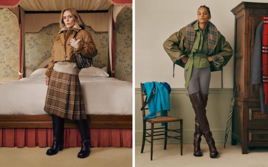 Montagem de fotos da nova campanha burberry primavera 2026.