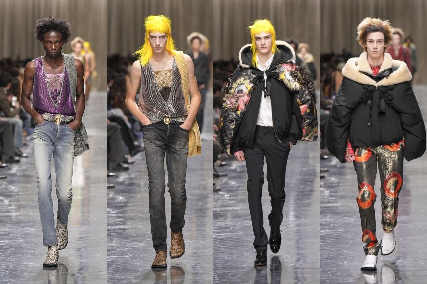 Montagem de fotos de looks do Desfile da Dior Inverno 2026 por Jonathan Anderson na PFW.