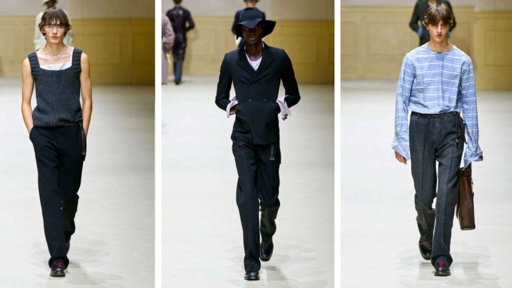 Fotos da passarela do desfile masculino da Prada Inverno 2026.