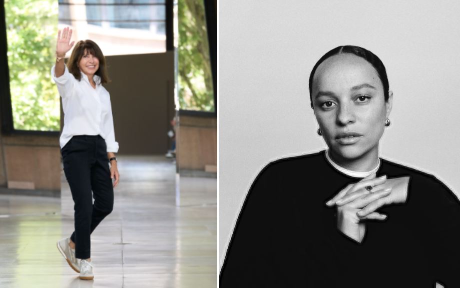 Montagem de fotos da estilista Véronique Nichanian que deixa a direção criativa da Hermès Masculina, ao lado de Grace Waller Bonner que assume o cargo.