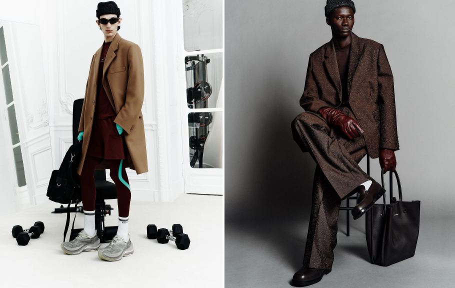 Montagem dos primeiros looks masculinos da Balenciaga por Pierpaolo Piccioli.
