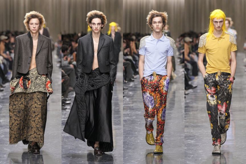 Montagem de fotos da coleção masculina de jonathan anderson para a Dior Masculina Inverno 2026.