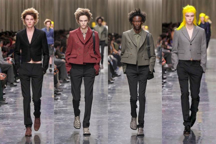 Montagem de fotos de looks criados por Jonathan Anderson para o Inverno 2026 da Dior.