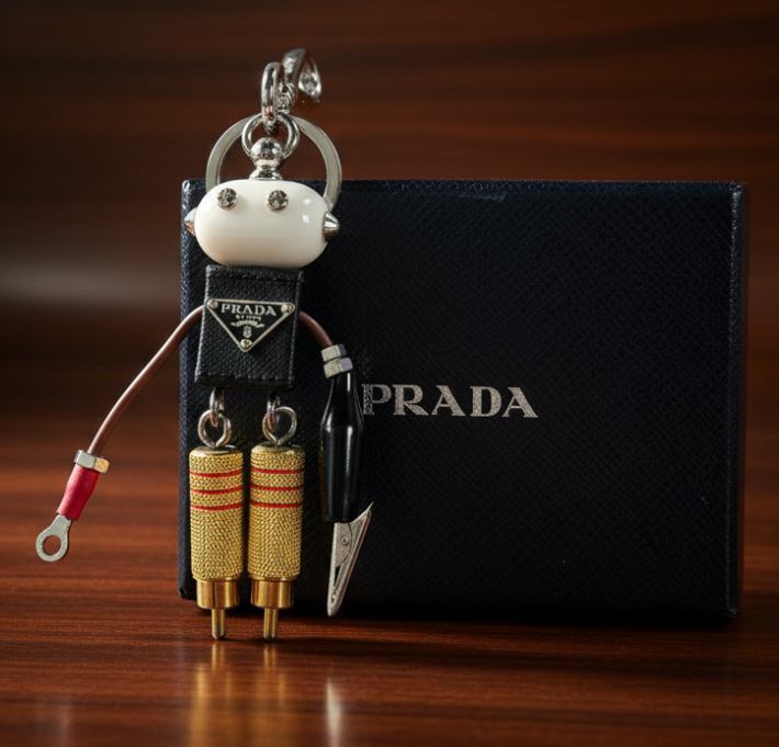 Foto de chaveiro em couro saffiano para pendurar na bolsa de verão.