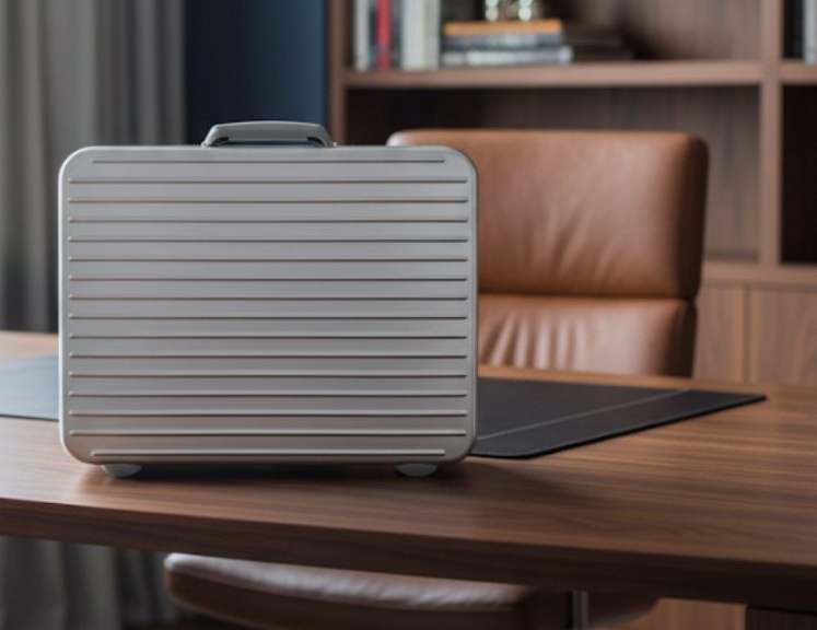 Foto de um dos acessórios Rimowa masculinos na summer sale: Pasta Attachè Alumínio Prateada.