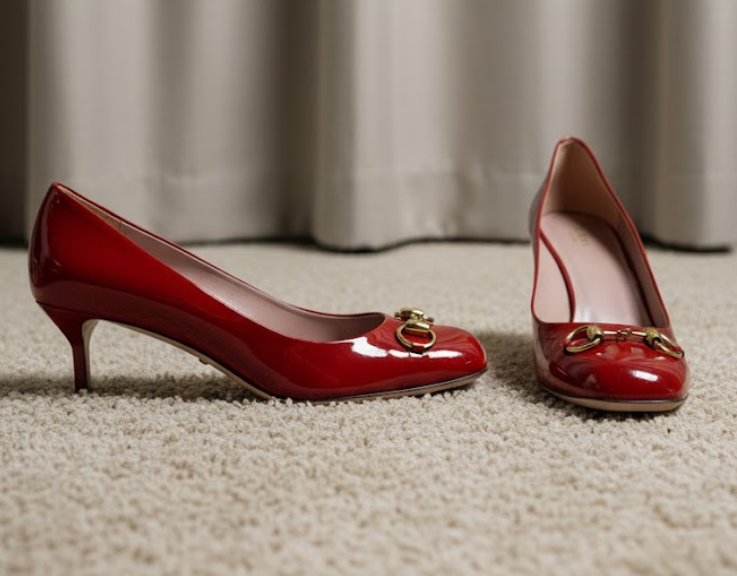 Foto de um dos sapatos gucci femininos elegantes com salto baixo na Summer Sale.