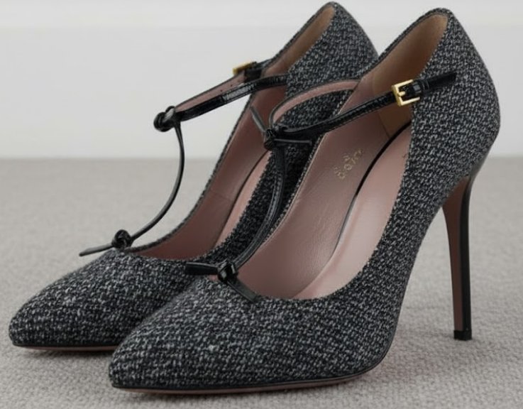 Foto de sapato da Gucci feminino com salto alto.