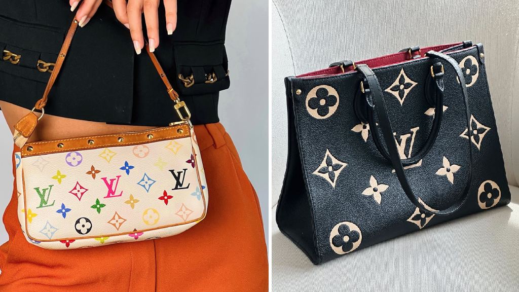 Montagem de fotos de um dos  monogramas mais famosos na Summer Sale: canvas monogram da Louis Vuitton.