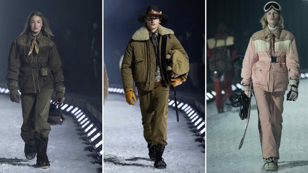 Montagem de fotos do Desfile Moncler em Aspen.
