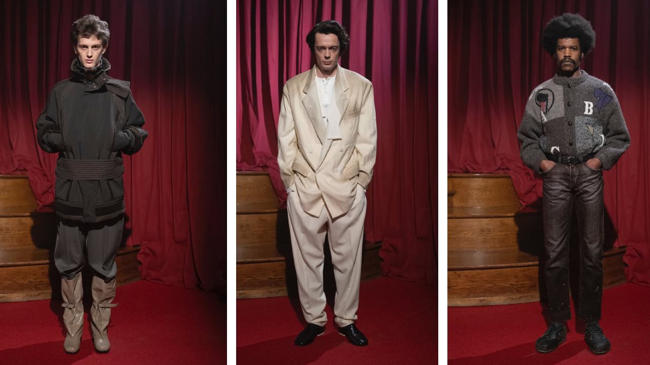 Montagem de fotos de looks da marca de italiana Magliano.