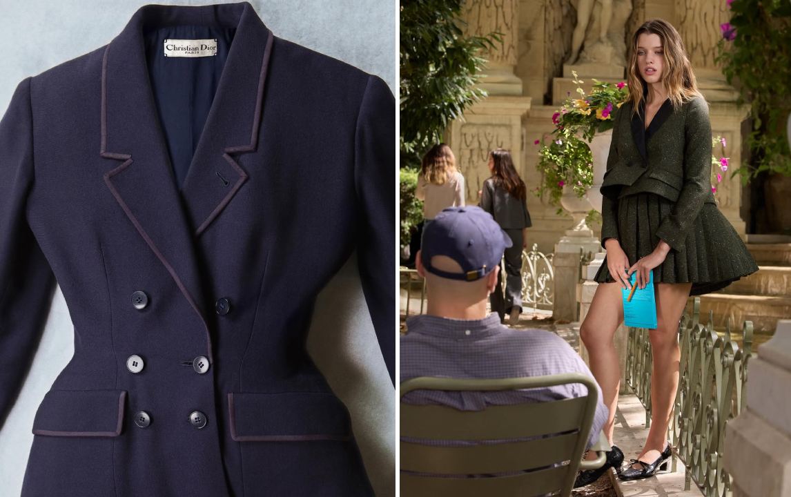 Montagem de fotos de blazer de alfaiataria Dior.