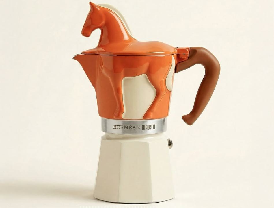 Foto da parceria conceito da Hermès X Bialetti.