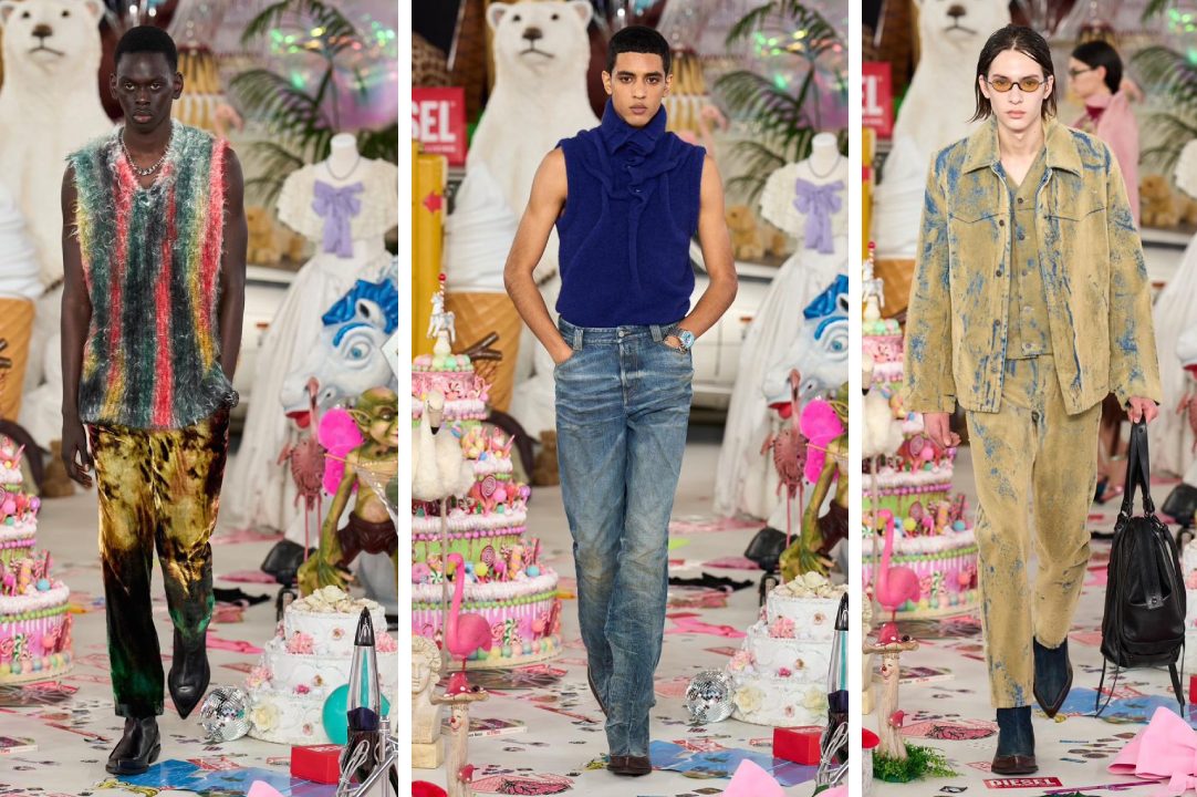 Montagem de fotos de desfile na MFW.