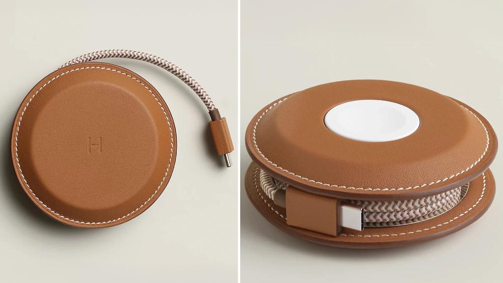 Montagem de fotos de acesórios que vem na case carregador da Hermès.