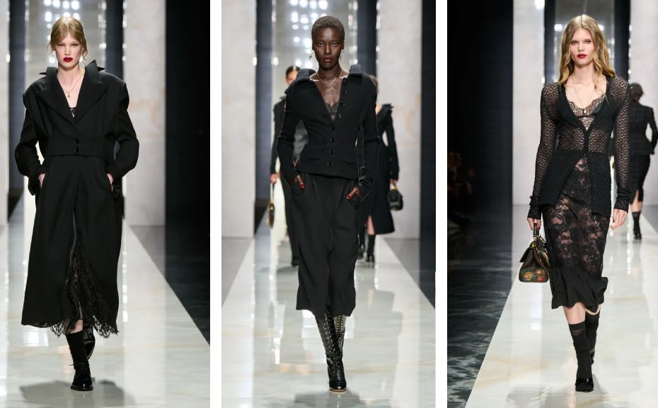 Montagem de fotos do desfile dolce & Gabbana Inverno 2026/27 na MFW.