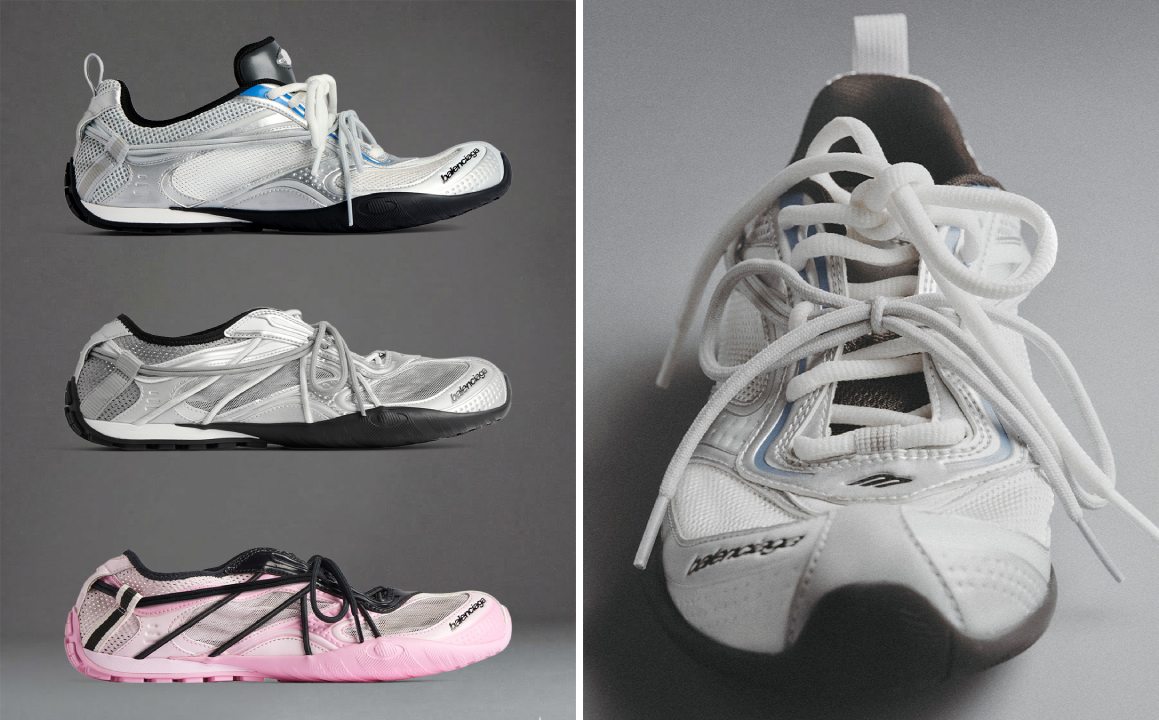 Montagem de fotos do novo sneaker da marca de luxo Balenciaga, por Pierpaolo Piccioli.