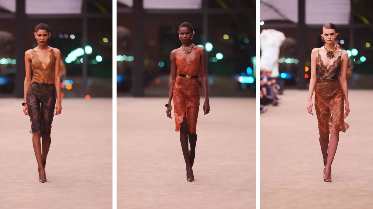 Montagem de fotos da coleção de Anthony Vaccarello para a YSL.