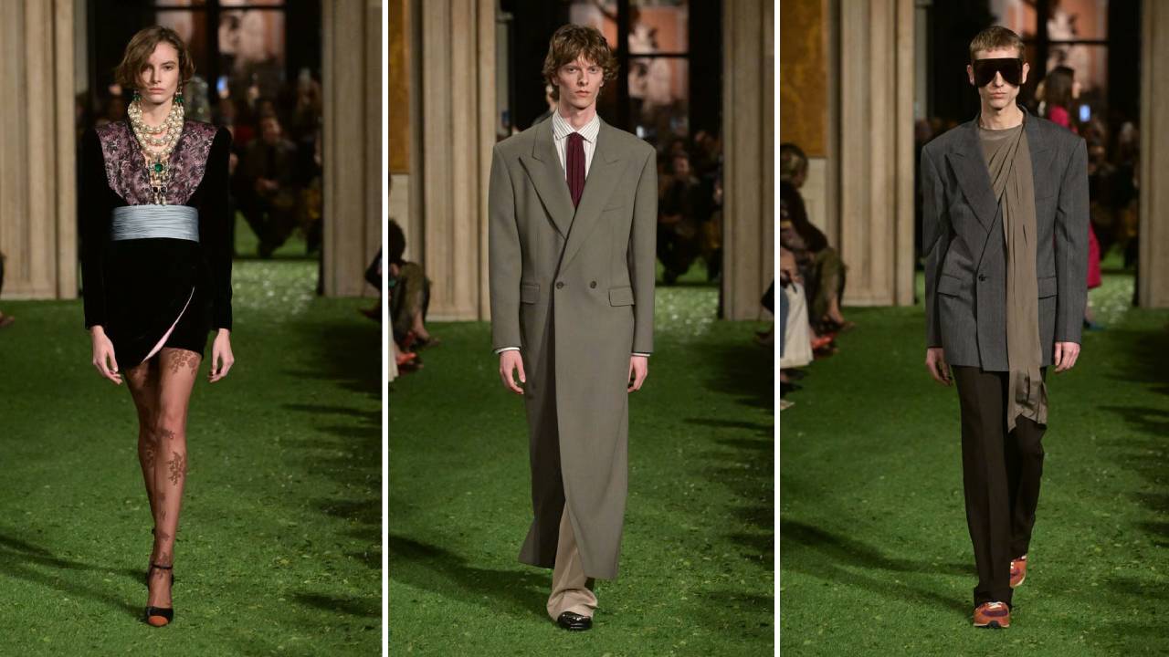 Montagem de fotos da Coleção Valentino Fall/Winter 2026/2027.