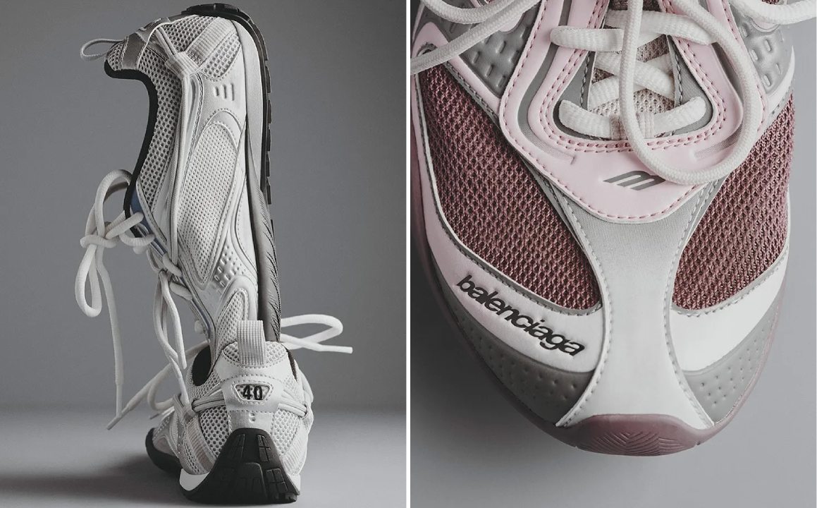 Montagem de fotos do novo tênis da Balenciaga, Radar Sneaker, o primeiro criado por Pierpaolo Piccioli.