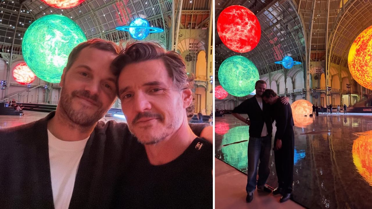 Montagem de fotos de Pedro Pascal e o Diretor Criativo da Chanel, Matthieu Blazy. 