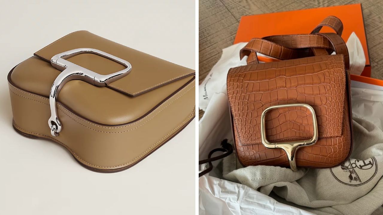 Fotos da Della Cavalleria em couro Tadelakt   ao lado da versão alligator.