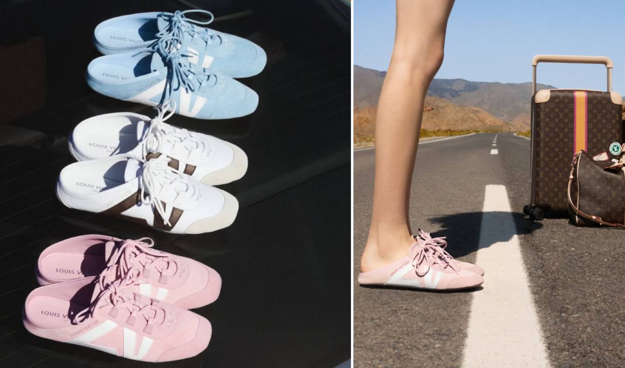 Fotos do tênis sneakerina mule da Louis Vuitton.