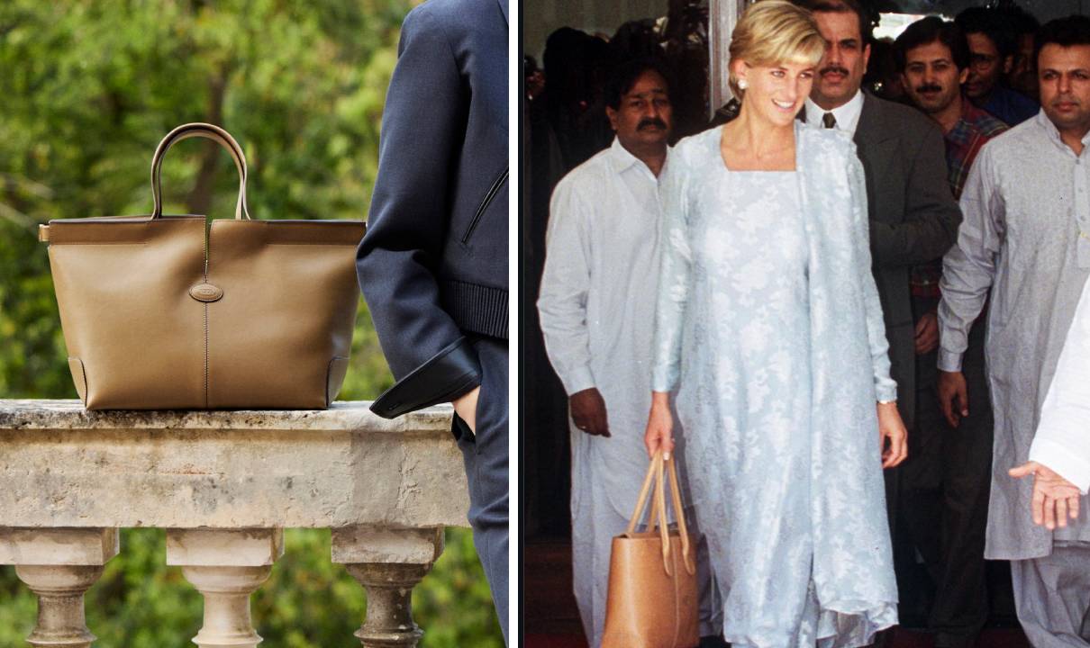 Monatagem de fotos da Bolsa Tod's em homenagem a Princesa Diana.