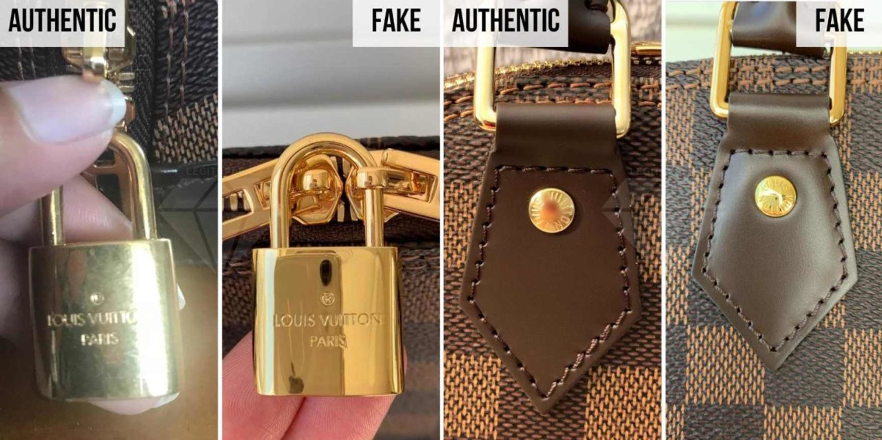 Fotos das ferragens da bolsa LV Alma.