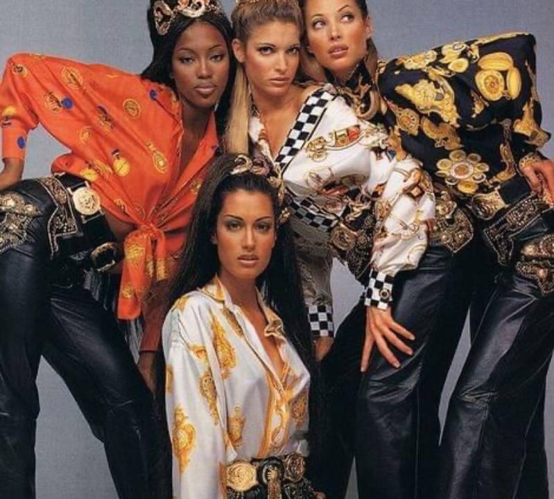 Foto das As Supermodelos na campanha da Versace em 1991. 