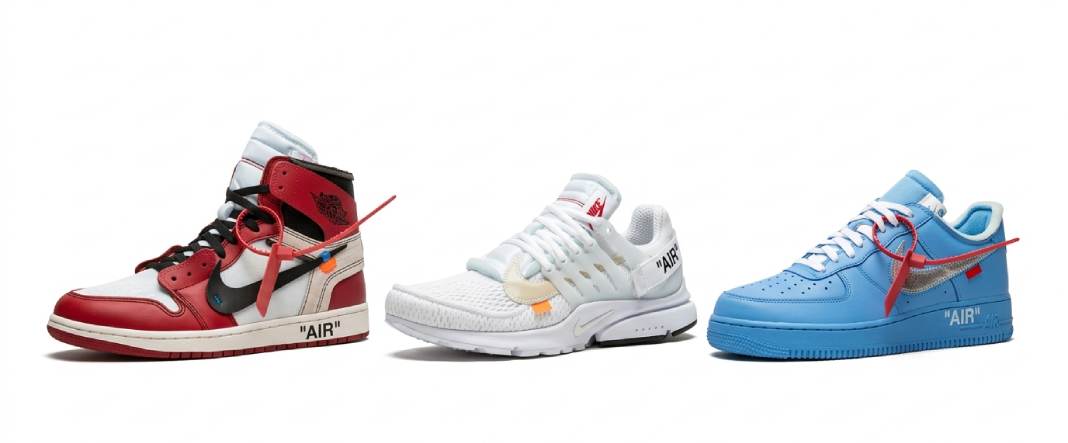 Sneakers valiosos no mercado second hand:  Air Jordan 1 Chicago Off-White, Air Presto Off-White e Air Force 1 MCA 