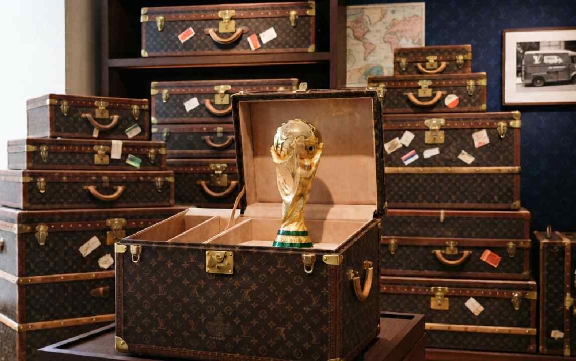 baú louis vuitton com a taça da copa do mundo 2026.