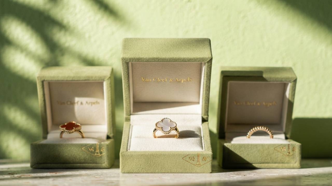 Anéis de ouro e diamantes da Van Cleef na Second hand Week.