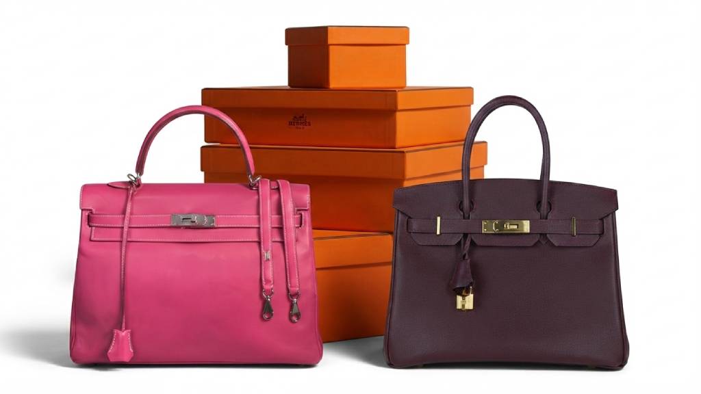 Bolsas Kelly e Birkin da Hermès produzidas em couro epsom.