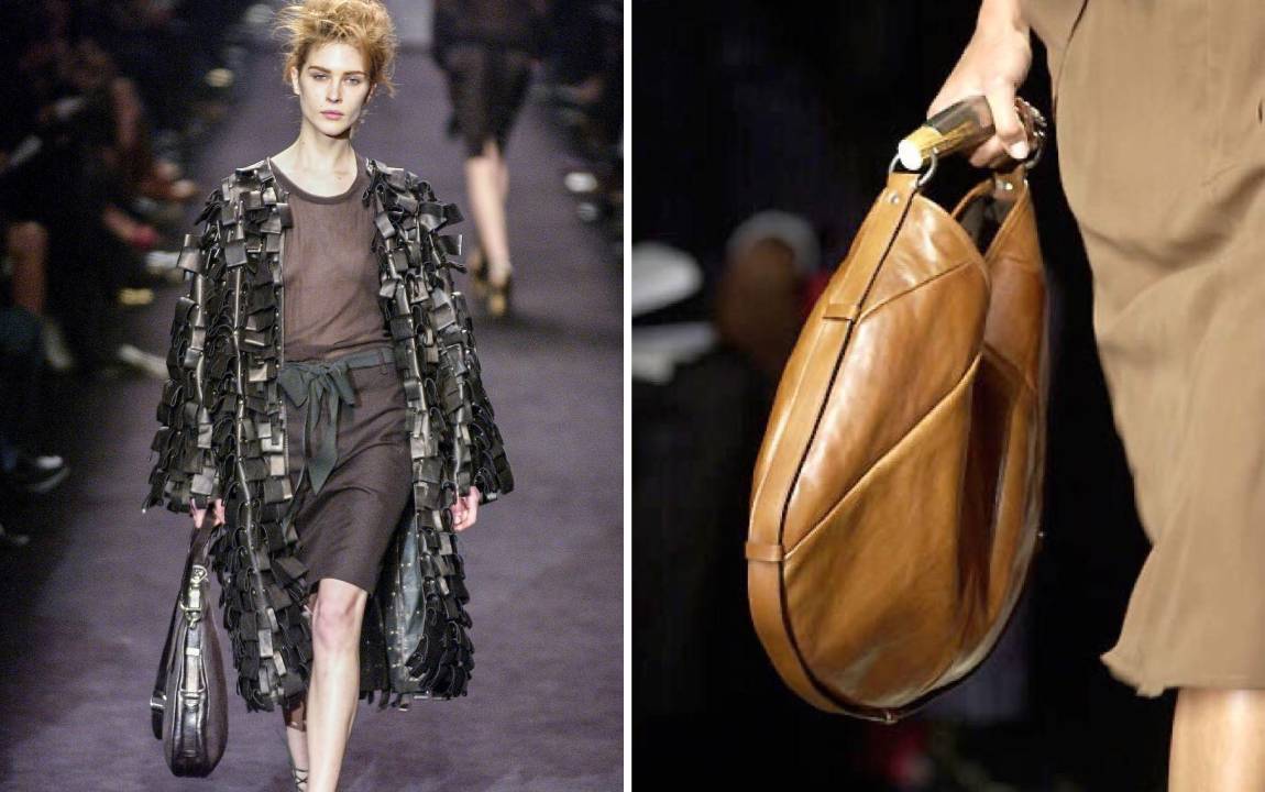 Fotos da primeira vez que a bolsa yves saint laurent mombasa apareceu na coleção da marca pelas mãos de tom ford.