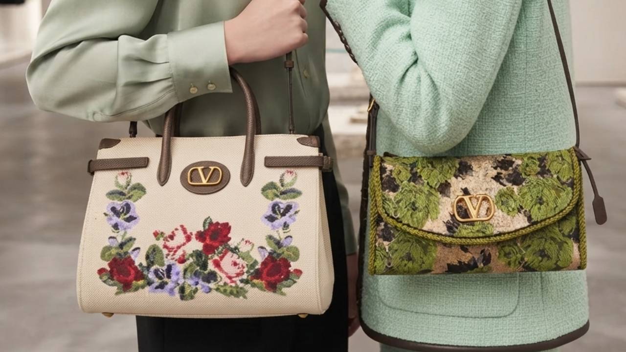 Mulheres carregando bolsas valentino de sucesso.