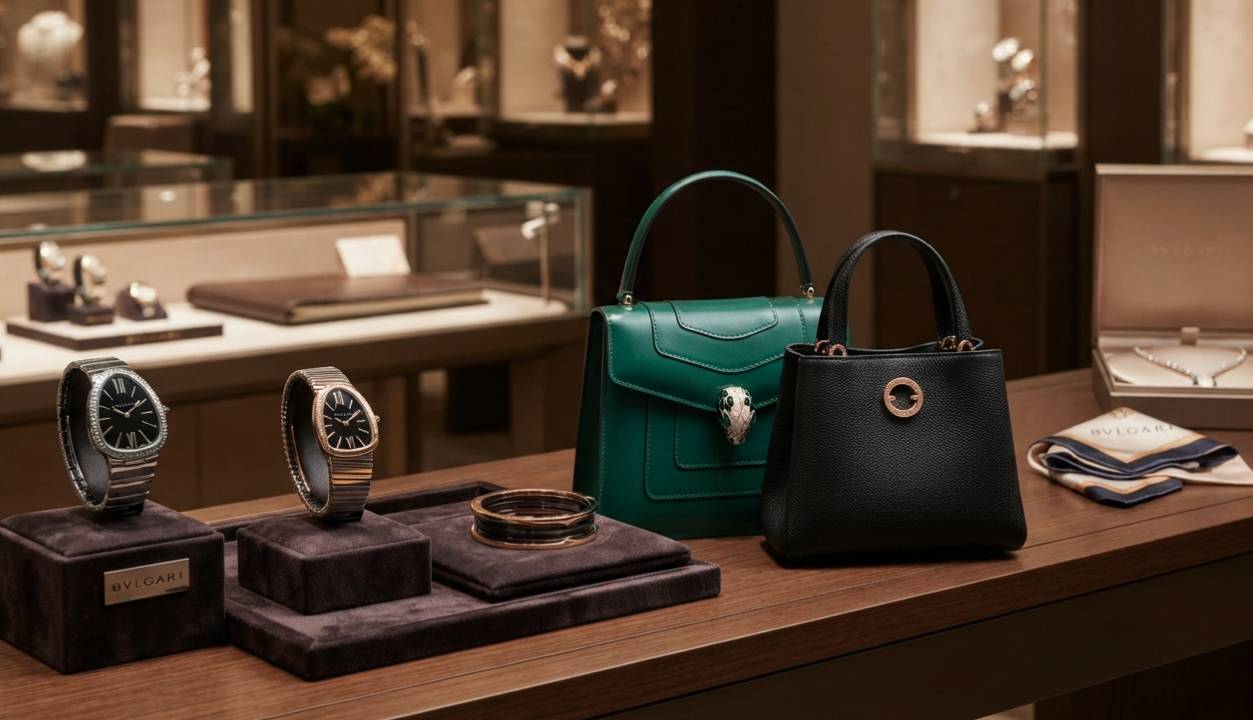 Bolsa e relógio Bvlgari Serpenti, lenço, anél, colar e outros acessórios bulgari seminovos.