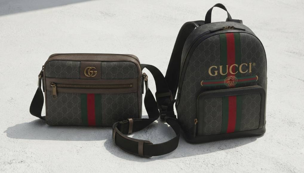 Mochila e bolsa masculina Gucci.